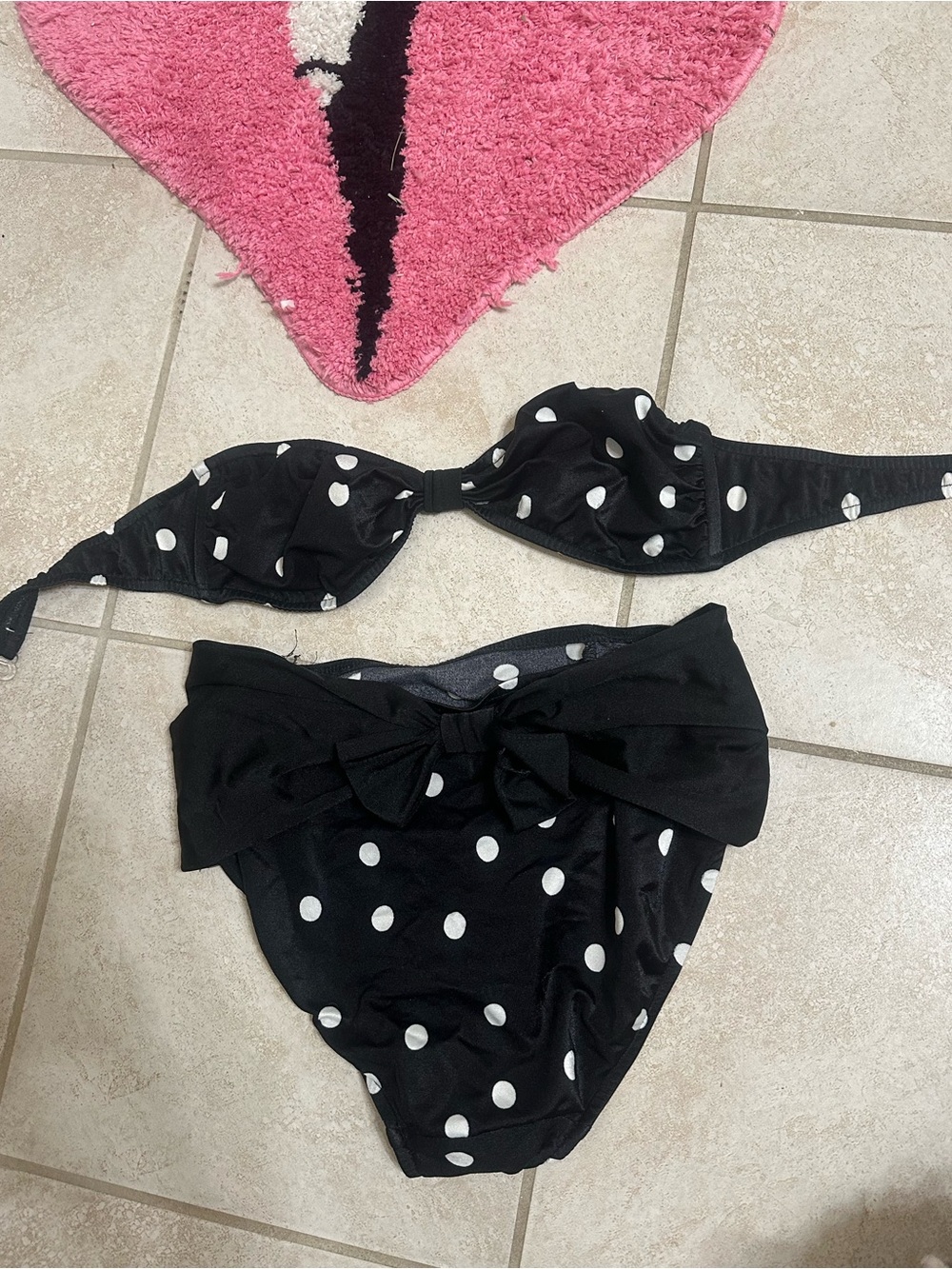 Oscar de la Renta Black and White Polka Dot Girls Two-Piece Swim Set